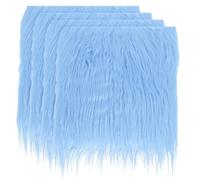 PATIKIL Plush Faux Fur Fabric Square, 4 Pcs 10 x 10 Inch Fluffy Faux Fur Patches Cuts Artificial Craft Fur for DIY Crafts Christmas Halloween Gnome Beard, Light Blue