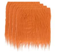PATIKIL Plush Faux Fur Fabric Square, 4 Pcs 10 x 10 Inch Fluffy Faux Fur Patches Cuts Artificial Craft Fur for DIY Crafts Christmas Halloween Gnome Beard, Orange