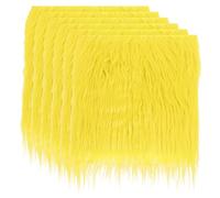 PATIKIL Plush Faux Fur Fabric Square, 6 Pcs 10 x 10 Inch Fluffy Faux Fur Patches Cuts Artificial Craft Fur for DIY Crafts Christmas Halloween Gnome Beard, Yellow