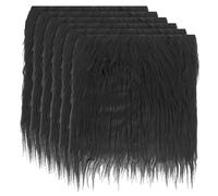 PATIKIL Plush Faux Fur Fabric Square, 6 Pcs 10 x 10 Inch Fluffy Faux Fur Patches Cuts Artificial Craft Fur for DIY Crafts Christmas Halloween Gnome Beard, Black