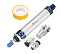 PATIKIL Pneumatic Air Cylinder 25mm Bore 100mm Stroke, MAL16 Single Rod Double Action with 1Pcs Y Connector, 2Pcs Fitting, 1Pcs Tape for Automatic Equipment, Silver