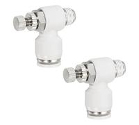 PATIKIL Pneumatic Air Flow Control Valve 5/16 Inch Tube OD x 1/8 Inch Male NPT Thread, 2pcs 90 Degree Elbow Switch Valve Adapter Push to Connect Air Line Fitting, White
