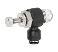 PATIKIL Pneumatic Air Flow Control Valve 5/32 Inch Tube OD x 1/4 Inch Male NPT Thread, 90 Degree Elbow Switch Valve Adapter Push to Connect Air Line Fitting, Black