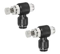 PATIKIL Pneumatic Air Flow Control Valve 5/32 Inch Tube OD x 1/8 Inch Male NPT Thread, 2pcs 90 Degree Elbow Switch Valve Adapter Push to Connect Air Line Fitting, Black