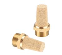 PATIKIL Pneumatic Muffler G 3/8, 2 Pack Sintered Bronze Brass Air Compressor Exhaust Muffler Filters Air Solenoid Valve Muffler Fitting for Automation Pneumatic Equipment, Golden
