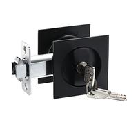 PATIKIL Pocket Door Lock with Keys, Invisible Recessed Handle Latch, Square Entry Privacy Sliding Door Lock for Barn Door Wood Furniture Hardware, Matte Black