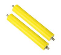 PATIKIL Polyurethane Coated Conveyor Roller 2" Diameter 11" Length, 2 Pack Stainless Steel Transmission Replacement Part Galvanized End, Yellow