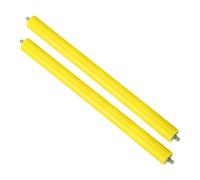 PATIKIL Polyurethane Coated Conveyor Roller 2" Diameter 24" Length, 2 Pack Stainless Steel Transmission Replacement Part Galvanized End, Yellow
