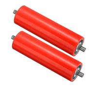 PATIKIL Polyurethane Coated Conveyor Roller 4" Diameter 8" Length, 2 Pack Stainless Steel Transmission Replacement Part Galvanized End, Red
