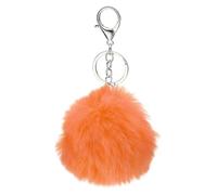 PATIKIL Pom Pom Keychain, 8 cm Soft Cute Fluffy Ball Key Ring with Lobster Clasp Artificial Rabbit Fur Ball Keychains for Women Handbags Purse Charm, Orange