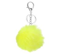 PATIKIL Pom Pom Keychain, 8 cm Soft Cute Fluffy Ball Key Ring with Lobster Clasp Artificial Rabbit Fur Ball Keychains for Women Handbags Purse Charm, Yellow