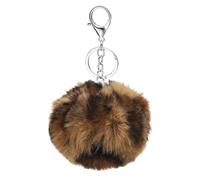 PATIKIL Pom Pom Keychain, 8 cm Soft Cute Fluffy Ball Key Ring with Lobster Clasp Artificial Rabbit Fur Ball Keychains for Women Handbags Purse Charm, Leopard Light Yellow