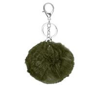 PATIKIL Pom Pom Keychain, 8 cm Soft Cute Fluffy Ball Key Ring with Lobster Clasp Artificial Rabbit Fur Ball Keychains for Women Handbags Purse Charm, Dark Green
