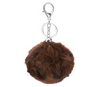 PATIKIL Pom Pom Keychain, 8 cm Soft Cute Fluffy Ball Key Ring with Lobster Clasp Artificial Rabbit Fur Ball Keychains for Women Handbags Purse Charm, Leopard Dark Brown