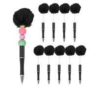 PATIKIL Pompom Ballpoint Pens, Fluffy Ball Pens Pom Pom Plastic Cute Beaded Pen for DIY Gift Writing Office Supplies - 10 Pcs (Black)