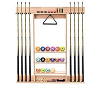 PATIKIL Pool Stick Holder Wall Mount, Pool Cue Rack Only Billiard Holder for 8 Pool Billiard Sticks Pool Table Accessories for Billiard Room Club (Solid Wood)