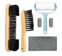 PATIKIL Pool Table Cleaning Brush 7 Set, Billiard Felt Cleaner Accessory with 2 Wooden Pool Brush, Cleaning Cloth, Sticky Lint Roller, Spare Core, Ferrule Polish Cloth, Brown