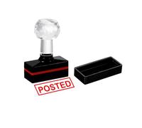 PATIKIL Posted Stamp Self Inking, Red Ink Office Stamps Pre Inked Message Stamp Refillable Business Stamp, Black