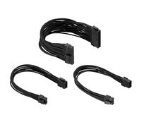 PATIKIL Power Supply Extension Cable Kit 30cm 18AWG, 1 Set ATX 24-P+8-P+PCI-E 8-P(4+4) PSU Cable Extension Sleeved Kit for PSU to Motherboard GPU, Black