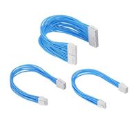 PATIKIL Power Supply Extension Cable Kit 30cm 18AWG, 1 Set ATX 24-P+8-P+PCI-E 8-P(4+4) PSU Cable Extension Sleeved Kit for PSU to Motherboard GPU, Blue White