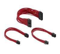 PATIKIL Power Supply Extension Cable Kit 30cm 18AWG, 1 Set ATX 24-P+8-P+PCI-E 8-P(4+4) PSU Cable Extension Sleeved Kit for PSU to Motherboard GPU, Red Black