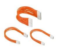 PATIKIL Power Supply Extension Cable Kit 30cm 18AWG, 1 Set ATX 24-P+8-P+PCI-E 8-P(4+4) PSU Cable Extension Sleeved Kit for PSU to Motherboard GPU, Orange White
