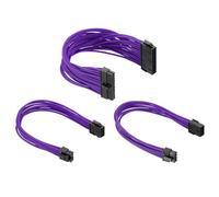 PATIKIL Power Supply Extension Cable Kit 30cm 18AWG, 1 Set ATX 24-P+8-P+PCI-E 8-P(4+4) PSU Cable Extension Sleeved Kit for PSU to Motherboard GPU, Purple Black