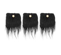 PATIKIL Pre-Cut Gnome Beard, 3 Pcs Fluffy Faux Fur Fabric Handmade Beard with Wood Balls for Gnome Nose DIY Crafts Christmas Halloween Easter, Black, 8 x 4 Inch