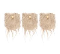 PATIKIL Pre-Cut Gnome Beard, 3 Pcs Fluffy Faux Fur Fabric Handmade Beard with Wood Balls for Gnome Nose DIY Crafts Christmas Halloween Easter, Khaki, 11.4 x 4 Inch