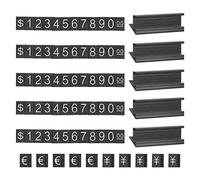 PATIKIL Price Cube Display Price Blocks Adjustable Removable Number Price Stand Black Counter Price Display for Retail White on Black, Hundred Digit, 5 Set