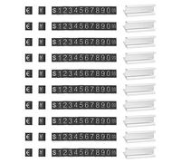 PATIKIL Price Cube Display Price Blocks Adjustable Removable Number Price Stand Silver Tone Counter Price Display for Retail White on Black, Hundred Digit, 10 Set