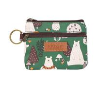 PATIKIL Printed Cartoon Coin Purse with Zipper and Keyring, Waterproof Wallet Small Coin Purse Cute Change Pouch for Women Mini Storage Bag for Phone Cards Keys Cosmetic (Bamboo Green)
