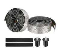 PATIKIL PU EVA Bike Handlebar Tape, 1 Pair Soft Bicycle Bar Tape Anti-Slip One Size with End Plugs for Road Cycling Folding, Silver