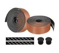PATIKIL PU EVA Bike Handlebar Tape, 1 Pair Soft Bicycle Bar Tape Anti-Slip with End Plugs & Adhesive Backs for Road Cycling Folding, Brown