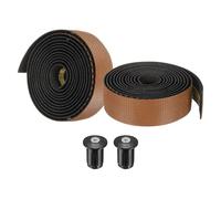 PATIKIL PU EVA Bike Handlebar Tape, 1 Pair Soft Bicycle Bar Tape One Size with End Plugs & Adhesive Backs for Road Cycling Folding, Brown