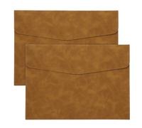 PATIKIL PU Leather A4 File Folder, 2Pcs Document Holder Filing Organizer Portfolio Envelope Folder Case with Snap Closure for Letter Receipt, Brown