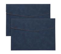 PATIKIL PU Leather A4 File Folder, 2Pcs Document Holder Filing Organizer Portfolio Envelope Folder Case with Snap Closure for Letter Receipt, Blue