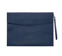 PATIKIL PU Leather A4 File Folder, Document Holder Filing Organizer Portfolio Envelope Folder Case with Snap Closure for Letter Receipt Style 3, Navy Blue
