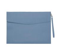 PATIKIL PU Leather A4 File Folder, Document Holder Filing Organizer Portfolio Envelope Folder Case with Snap Closure for Letter Receipt Style 3, Blue