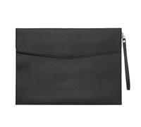 PATIKIL PU Leather A4 File Folder, Document Holder Filing Organizer Portfolio Envelope Folder Case with Snap Closure for Letter Receipt Style 3, Black