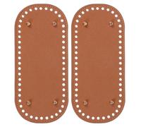 PATIKIL PU Leather Bag Bottom Shaper 8.7x3.9 Inch, 2Pcs Oval Knitting Crochet Bags Bottom Pad Base with Holes & Nails for DIY Handbag Shoulder Bags Purse Making Supplies, Brown