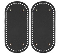 PATIKIL PU Leather Bag Bottom Shaper 9.8x4.7 Inch, 2Pcs Oval Knitting Crochet Bags Bottom Pad Base with Holes & Nails for DIY Handbag Shoulder Bags Purse Making Supplies, Black