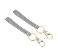 PATIKIL PU Leather Keychain, 2 Pack Key Holder Keyring with Metal Key Ring Anti Lost Lobster Clasp for Men Women,Grey
