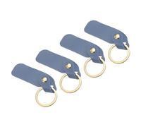 PATIKIL PU Leather Keychain, 4 Pack Key Chain Ring Universal Key Hook Holder Accessories for Men and Women,Light Blue
