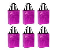 PATIKIL Purple Gift Bags with Laser Coating, 6pcs Reusable Goodie Bags with Handle for Wedding Birthday Party Shopping Cosmetic, 8" x 4" x 10"