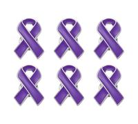 PATIKIL Purple Ribbon Awareness Pin, 6 Pcs Enamel Ribbon Brooch Lapel Pin with Secure Clutch Back for Awareness Fundraising Charity Events, 2.6x1.8cm