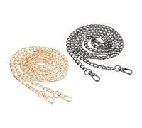 PATIKIL Purse Chain Strap, 2 Pack 47 Inch Metal Purse Strap Replacement Flat Chain with Buckle for Shoulder Crossbody Bag Handbag Woman, Light Gold/Black