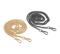 PATIKIL Purse Chain Strap, 2 Pack 47 Inch Metal Shoulder Bag Replacement Strap Flat Chain with Buckle for Shoulder Crossbody Bag Handbag Woman, Gold/Black