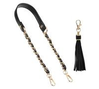 PATIKIL Purse Chain Strap, 24 Inch Leather Chain Straps Purse Strap Replacement Flat Chain Strap with Tassel for Shoulder Crossbody Bag Handbag Woman, Black/Gold