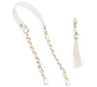 PATIKIL Purse Chain Strap, 24 Inch Leather Chain Straps Purse Strap Replacement Flat Chain Strap with Tassel for Shoulder Crossbody Bag Handbag Woman, White/Gold